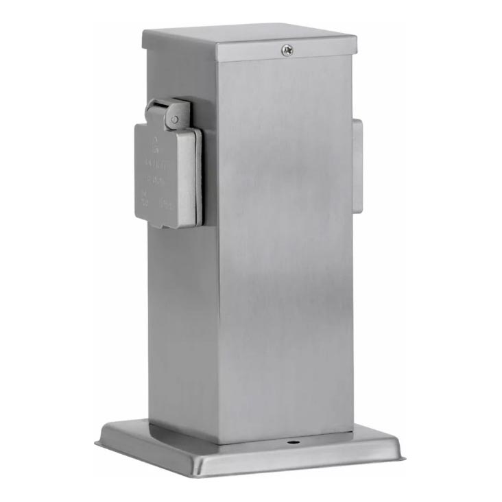 Multipresa verticale da esterno 2Z SCHUKO 230V cromo opaco IP44