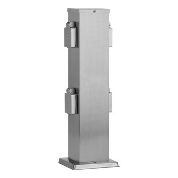 Multipresa verticale da esterno 4Z SCHUKO 230V cromo opaco IP44