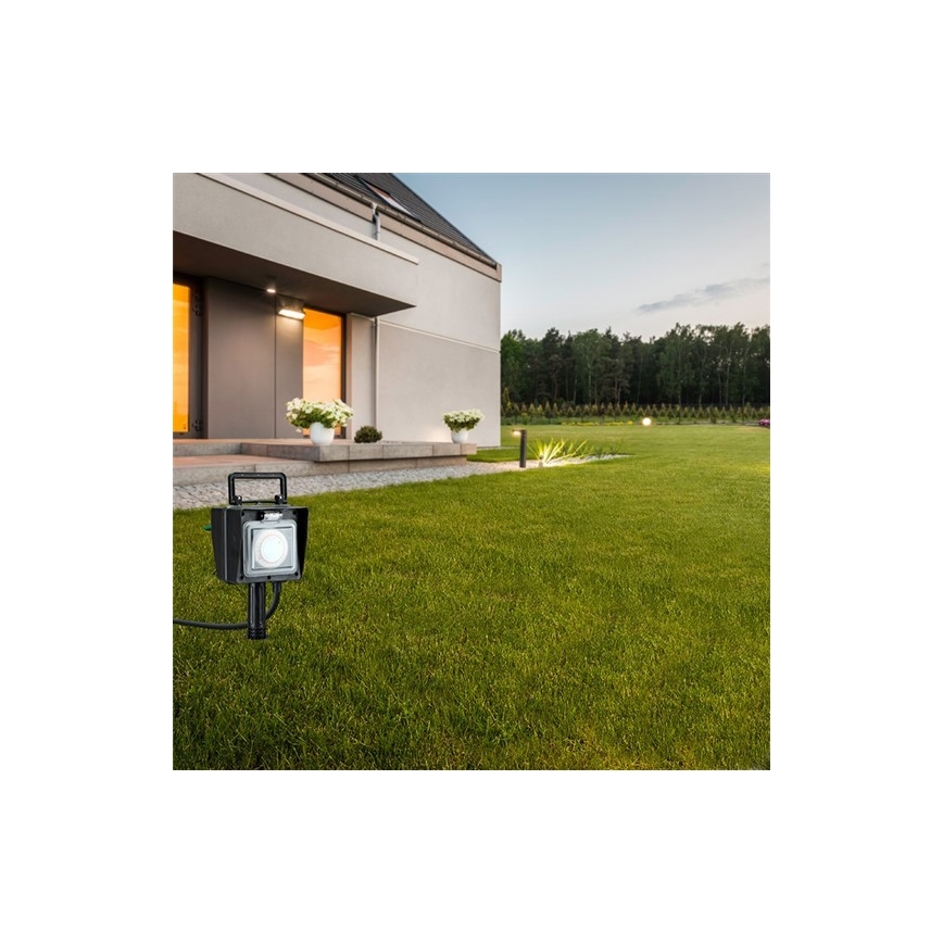 Multipresa verticale da esterno con prese IP44 + timer, cavo di gomma 1,5 m