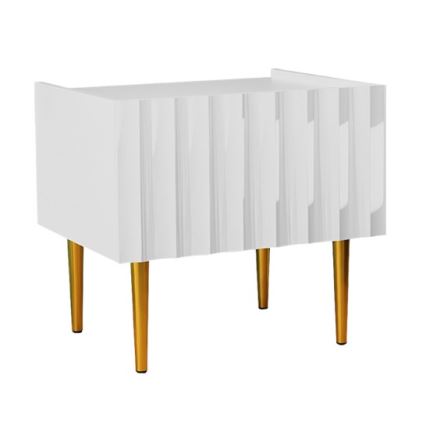 Nachttisch ARCOS 46x50 cm weiß/golden