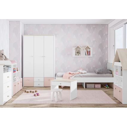 Nachttisch BUBO 58x69 cm Weiß/helles Buchenholz