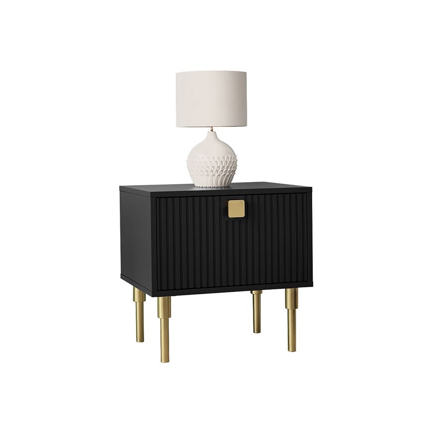 Nachttisch DORSET 50x50 cm schwarz/golden