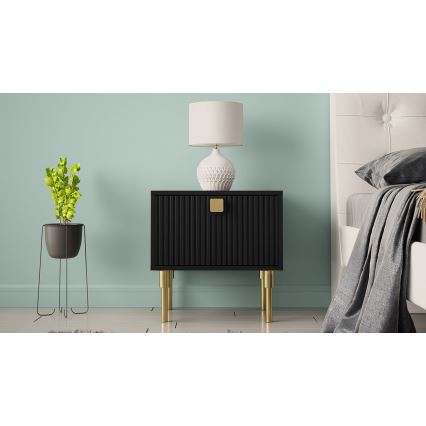Nachttisch DORSET 50x50 cm schwarz/golden