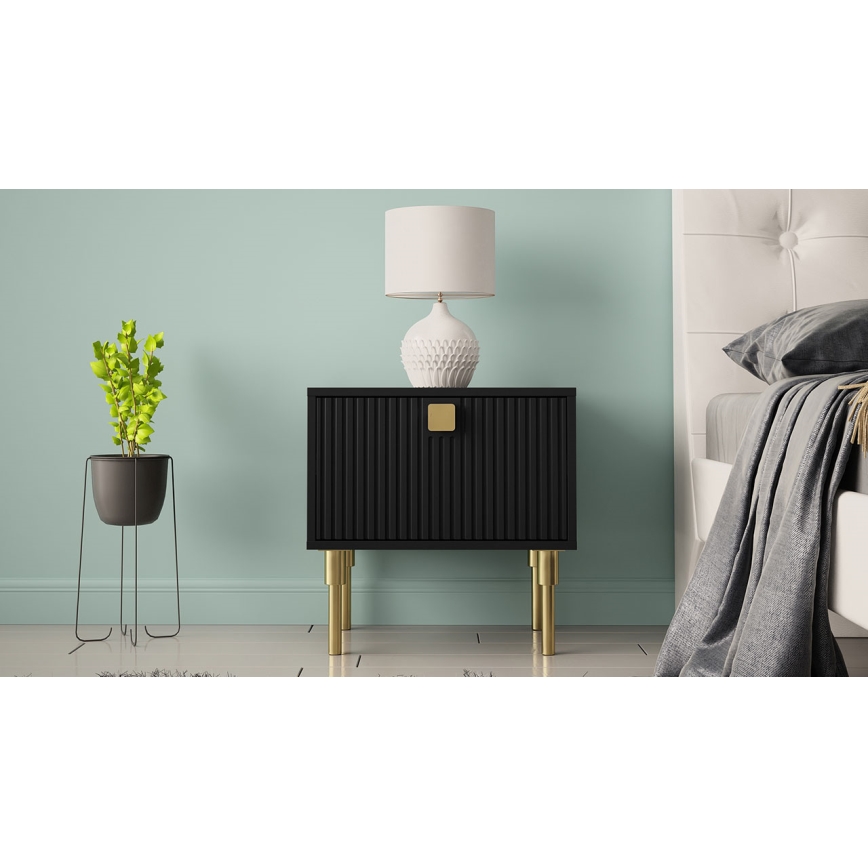 Nachttisch DORSET 50x50 cm schwarz/golden
