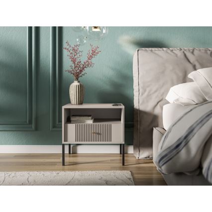 Nachttisch LUE beige/schwarz