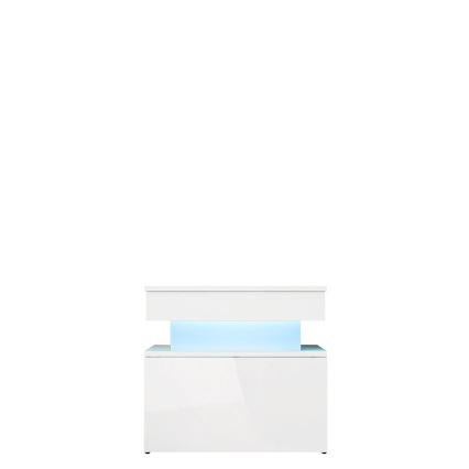 Nachttisch mit LED-Beleuchtung GLOSSA 51 x 55 cm weiß/hochglanzweiß
