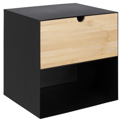 Nachttisch mit Wandmontage-Option BEKIM schwarz/Bambus
