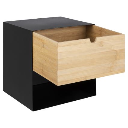 Nachttisch mit Wandmontage-Option BEKIM schwarz/Bambus