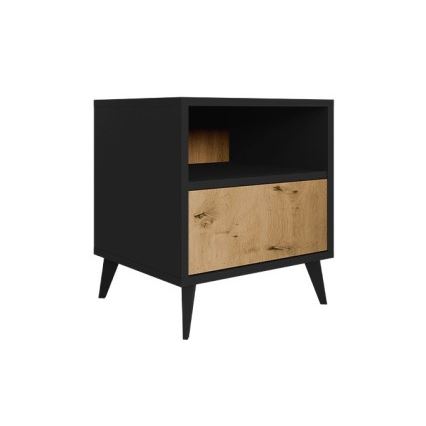 Nachttisch OVESSI 52x47 cm schwarz / Eiche Artisan