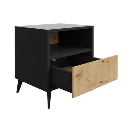 Nachttisch OVESSI 52x47 cm schwarz / Eiche Artisan