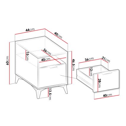 Nachttisch XYLIX 44x60 cm beige