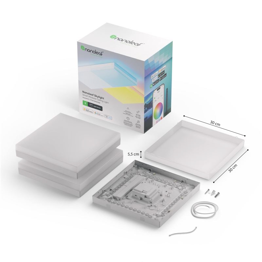 Nanoleaf - SET 3x Plafoniera dimmerabile RGBW SKYLIGHT 1xLED/18W/230V + 2xLED/16W/230V 2700-6500K Wi-Fi