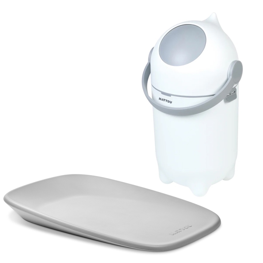 Nattou - Cestino per pannolini e fasciatoio SOFTY 50x70 cm bianco/grigio
