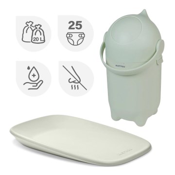 Nattou - Cestino per pannolini e fasciatoio SOFTY 50x70 cm verde
