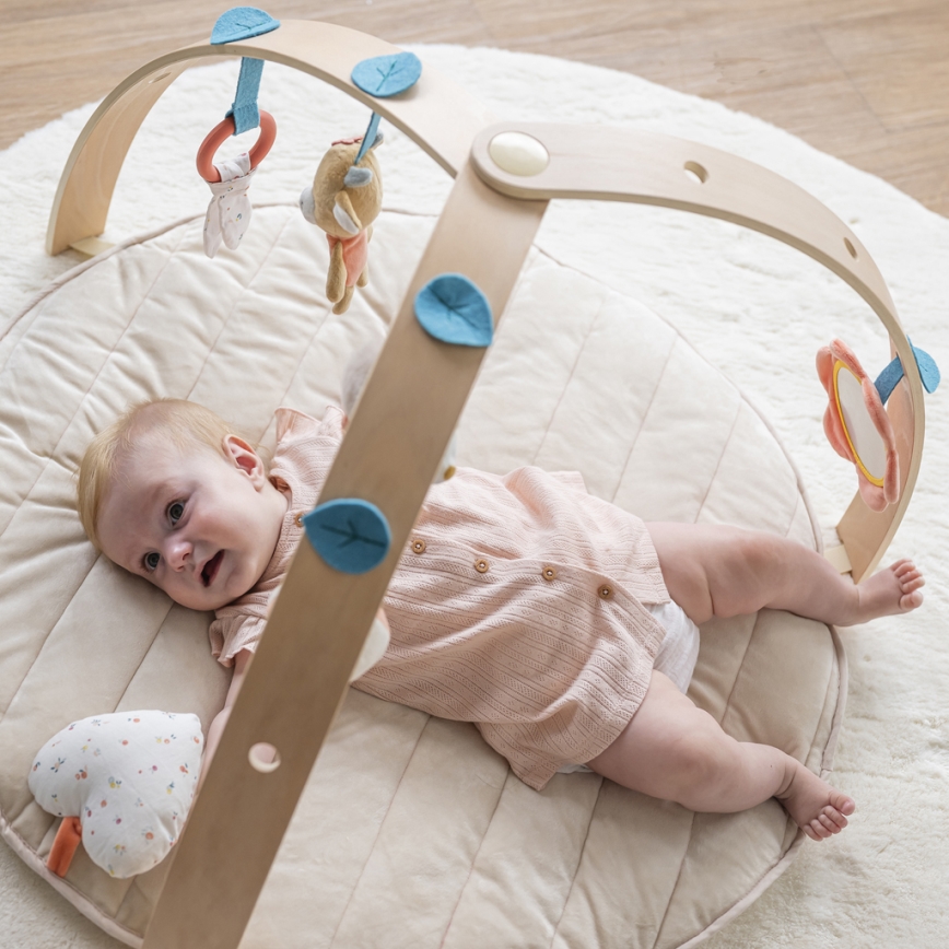 Nattou - Coperta per bambini per giocare con trapezio di legno MILA, ZOE & LANA