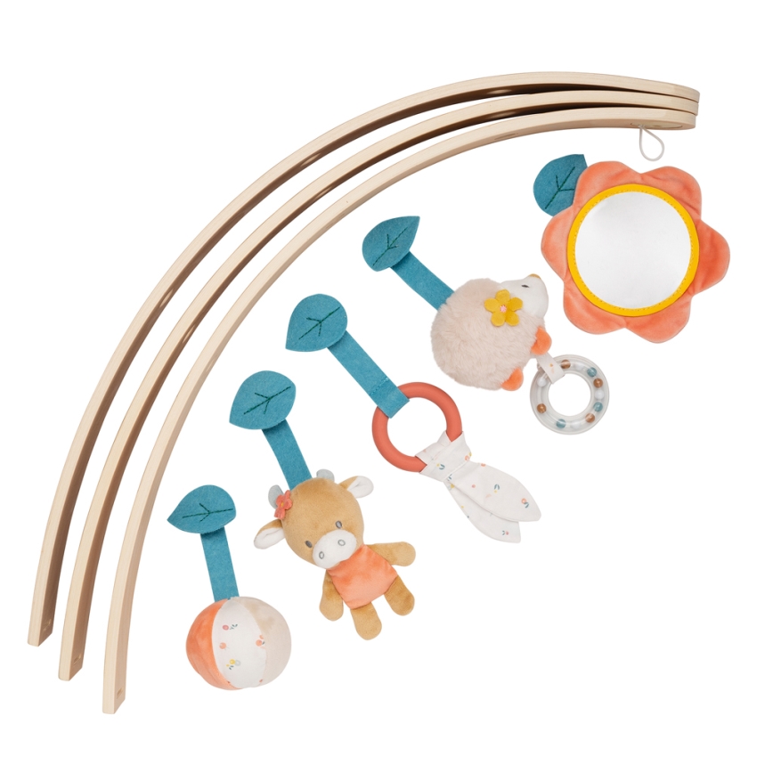 Nattou - Coperta per bambini per giocare con trapezio di legno MILA, ZOE & LANA