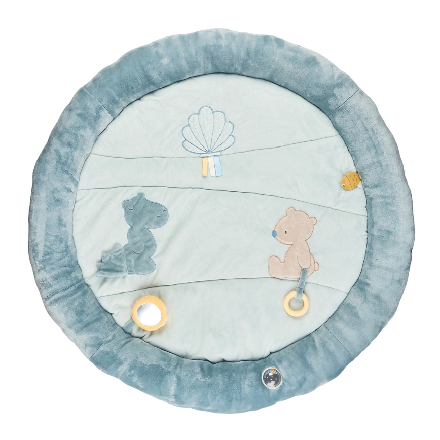 Nattou - Couverture de jeu enfant avec trapèze ROMEO, JULES & SALLY bleu
