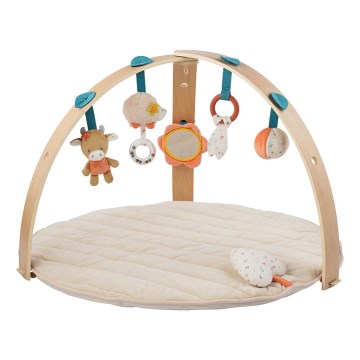 Nattou - Kinderdecke zum Spielen mit Holztrapez MILA, ZOE & LANA
