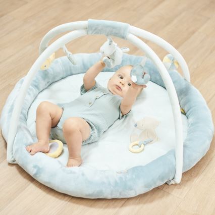 Nattou - Kinderdecke zum Spielen mit Trapez ROMEO, JULES & SALLY blau