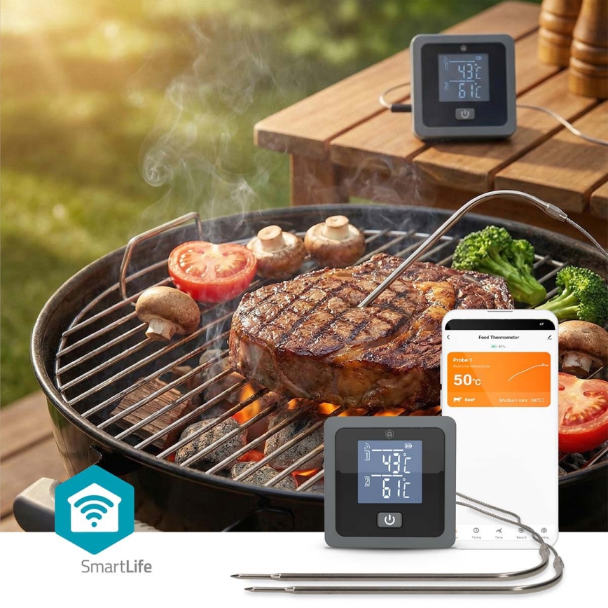 Smartes digitales Fleischthermometer mit LCD-Display SmartLife 0-300 °C 2xAAA
