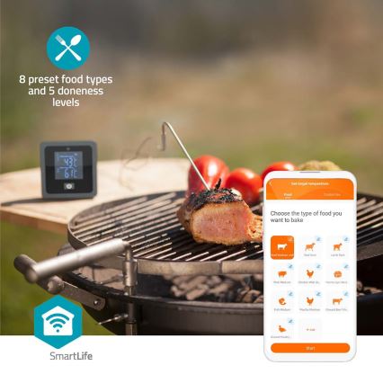Termometro digitale per carne SmartLife con display LCD 0-300 °C 2xAAA