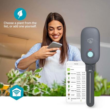 Nedis BTSM1GY - Sensore di umidità del suolo 3xAAA Wi-Fi Tuya IP55