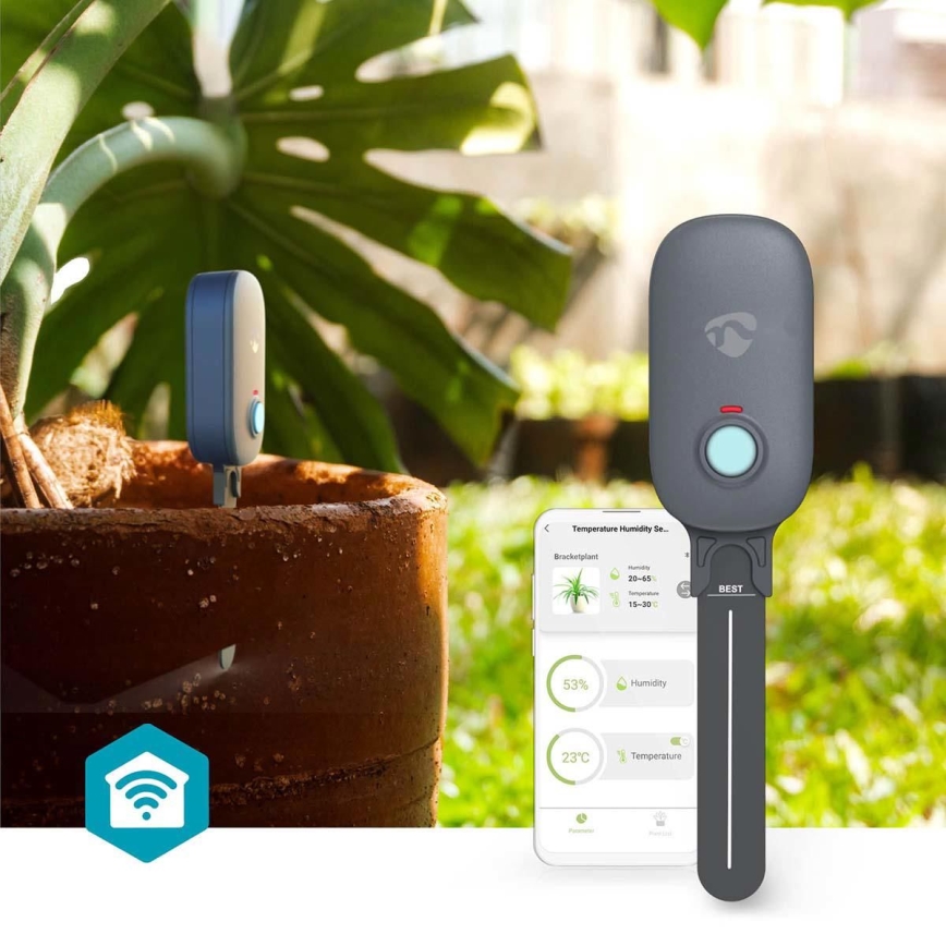 Nedis BTSM1GY - Sensore di umidità del suolo 3xAAA Wi-Fi Tuya IP55