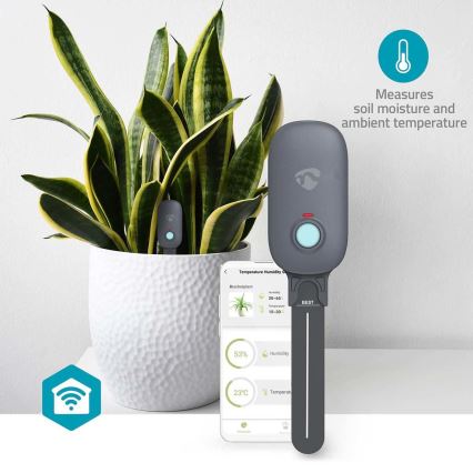 Nedis BTSM1GY - Sensore di umidità del suolo 3xAAA Wi-Fi Tuya IP55