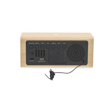 Sveglia digitale con display LED e termometro 5V/1xCR2032 in legno