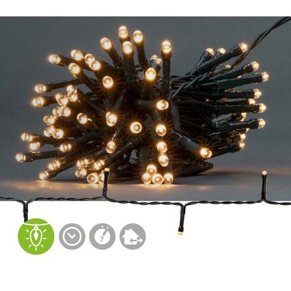 Catena luminosa LED per esterni 48 LED / 7 funzioni / 3x AA 4,1 m IP44 bianco caldo
