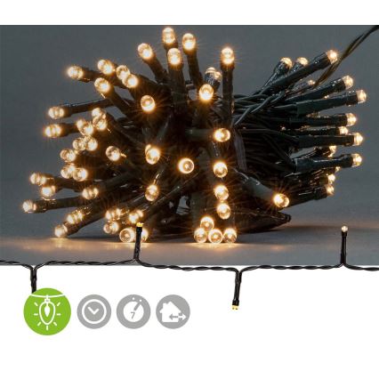 LED Guirlande d'extérieur 96xLED/7 fonctions/3xAA 7,7m IP44 blanc chaud