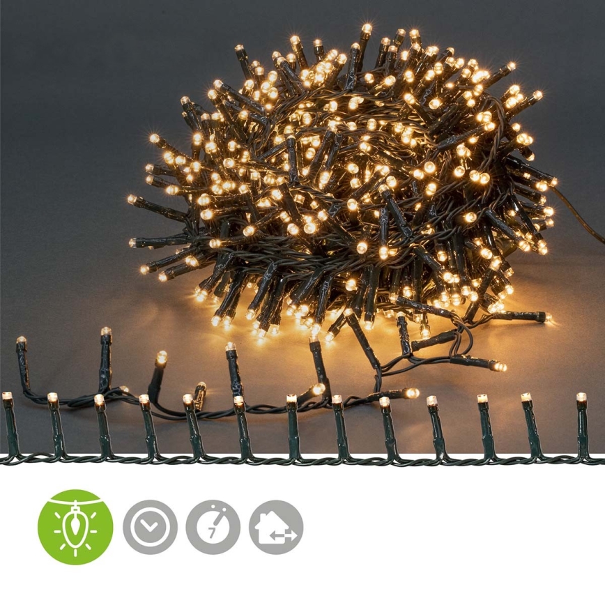 Guirlande lumineuse LED d'extérieur pour Noël 400 LED/7 fonctions, 11 m, IP44, blanc chaud