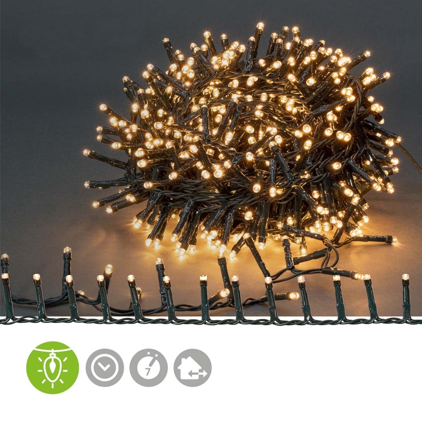 Catena luminosa LED per esterni 560 LED, 7 funzioni, 14 m, IP44, bianco caldo