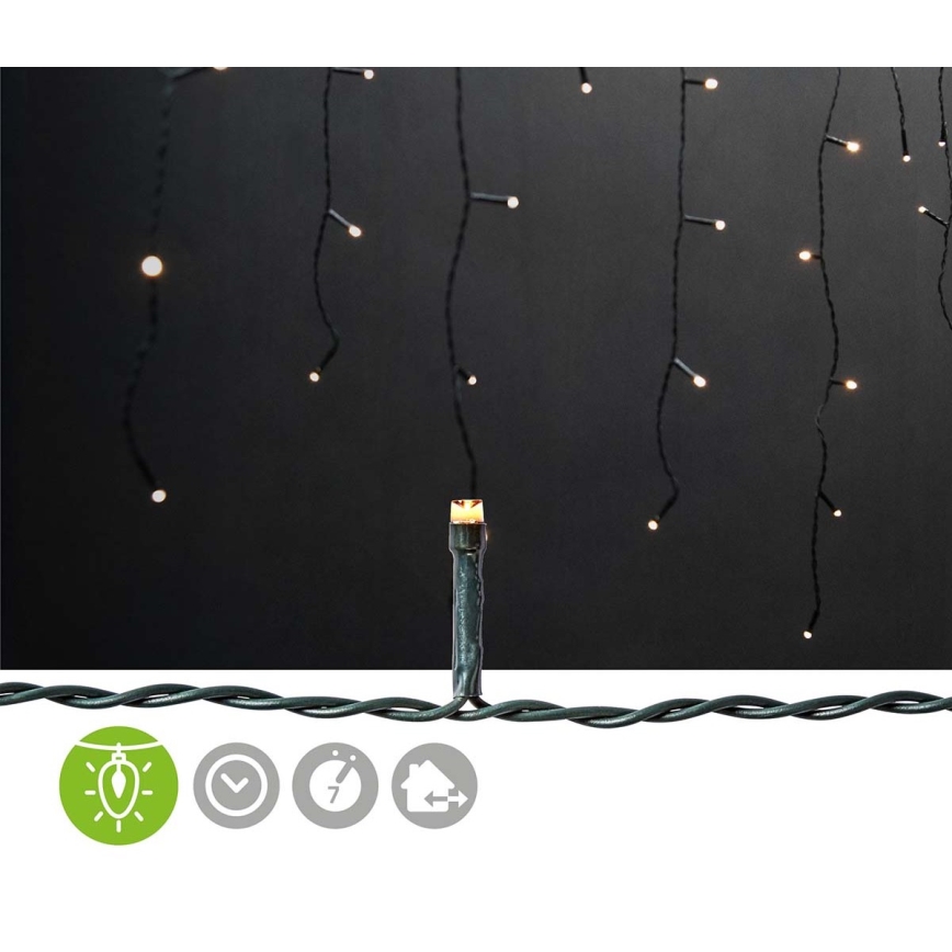 Rideau lumineux LED d'extérieur pour Noël 360 LED/7 fonctions, 14 m, IP44, blanc chaud