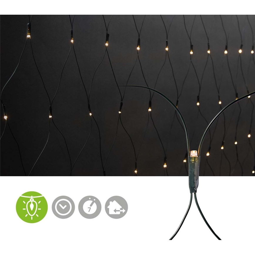 Tenda natalizia LED 160xLED/7 funzioni 5m IP44 bianco caldo