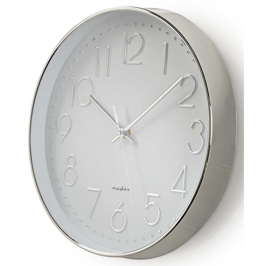 Horloge 1xAA blanche/argentée