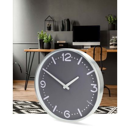 Wanduhr, Ø 30,5 cm, 1×AA, mattchrom
