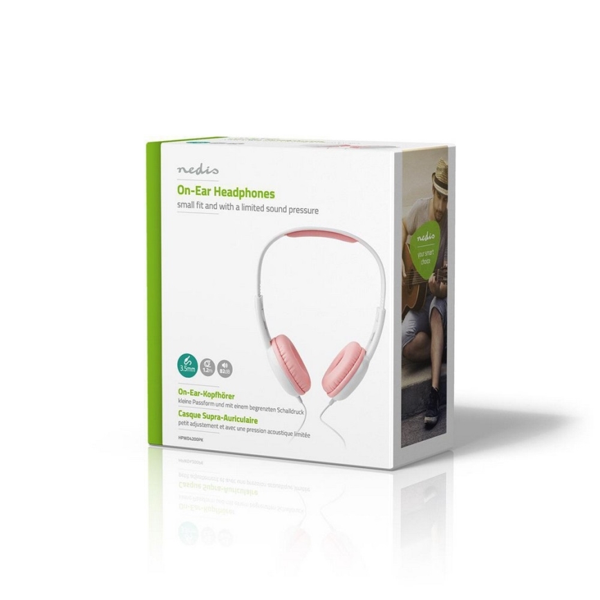 Casque filaire rose / blanc
