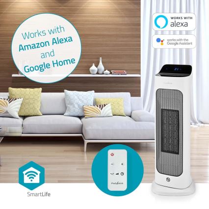 Ventilateur avec un élément chauffant en céramique Smartlife 1400/2000W/230V Wi-Fi Tuya + télécommande