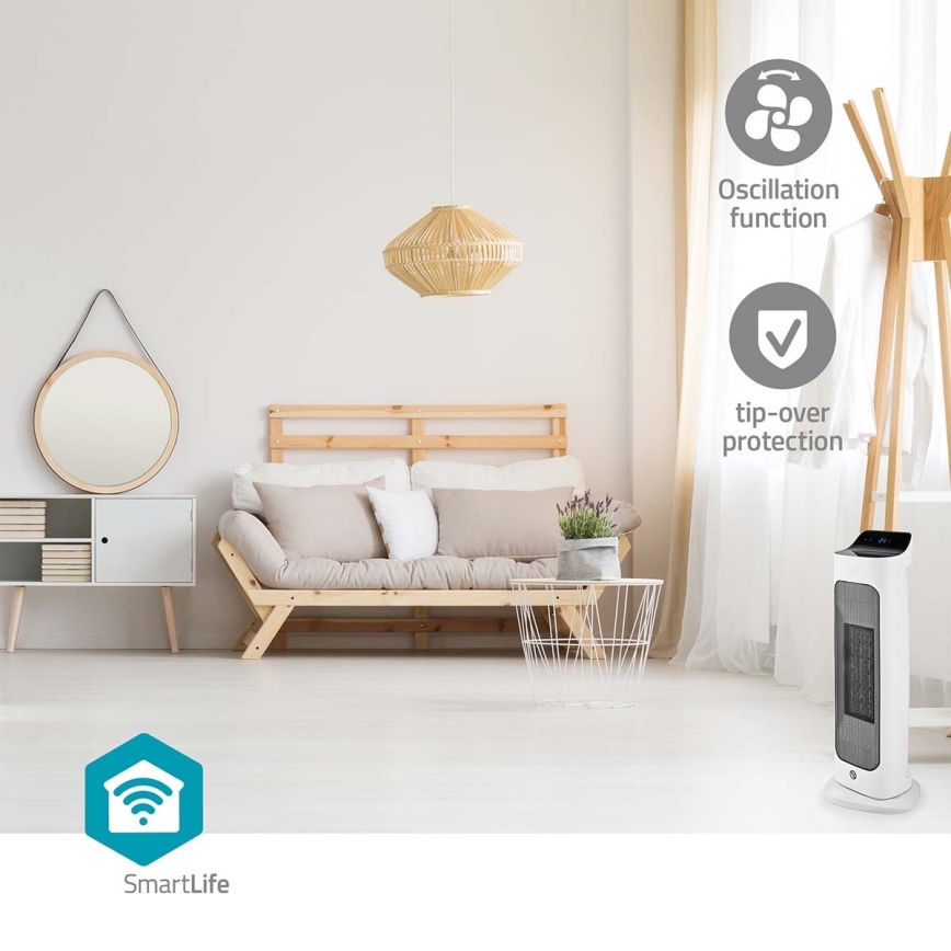 Ventilateur avec un élément chauffant en céramique Smartlife 1400/2000W/230V Wi-Fi Tuya + télécommande