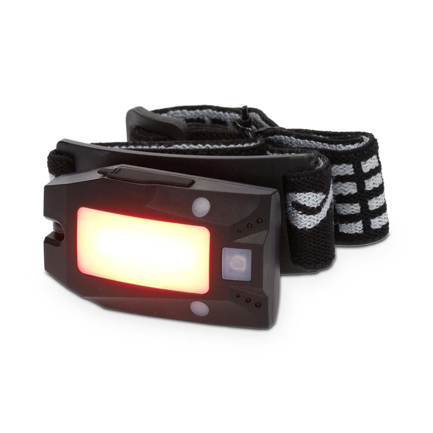 Lampada frontale ricaricabile dimmerabile a LED con sensore di movimento, 5V 500 mAh, IPX4, nera