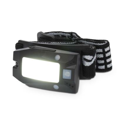 Lampada frontale ricaricabile dimmerabile a LED con sensore di movimento, 5V 500 mAh, IPX4, nera