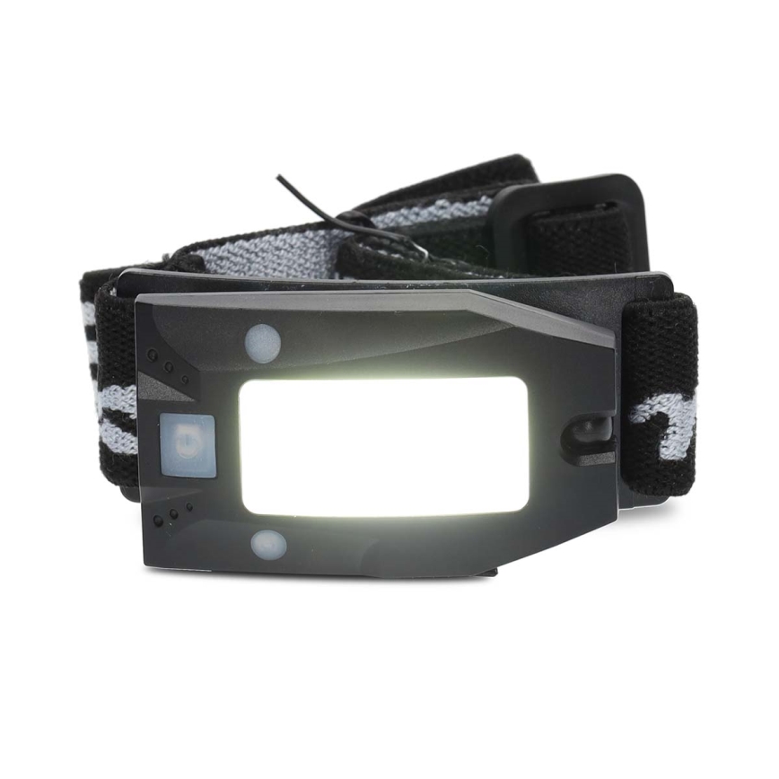 Lampada frontale ricaricabile dimmerabile a LED con sensore di movimento, 5V 500 mAh, IPX4, nera