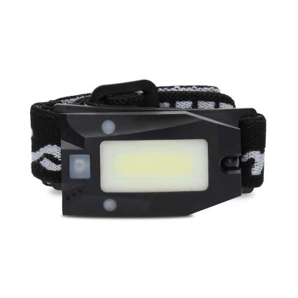 Dimmbar, wiederaufladbare LED-Stirnlampe mit Bewegungssensor – 5 V, 500 mAh, IPX4, schwarz