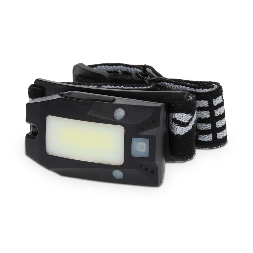 Dimmbar, wiederaufladbare LED-Stirnlampe mit Bewegungssensor – 5 V, 500 mAh, IPX4, schwarz