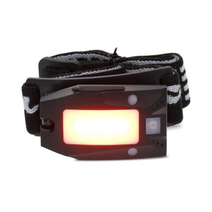 Dimmbar, wiederaufladbare LED-Stirnlampe mit Bewegungssensor – 5 V, 500 mAh, IPX4, schwarz