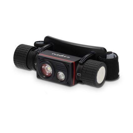 Lampada frontale LED ricaricabile in alluminio, dimmerabile, 10W/5V, 2200 mAh, IPX8, nera