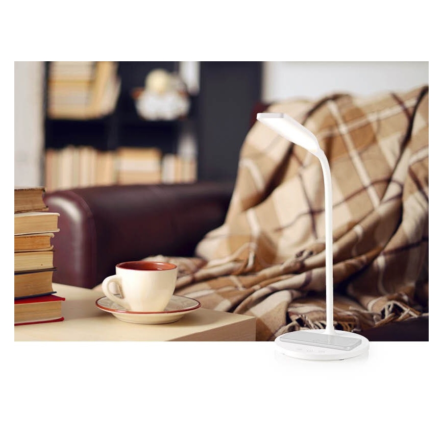 LED Dimmerabile touch flexible lampada da tavolo con 15W ricarica wireless Qi LED/5,5W/230V 2700-6500K bianco