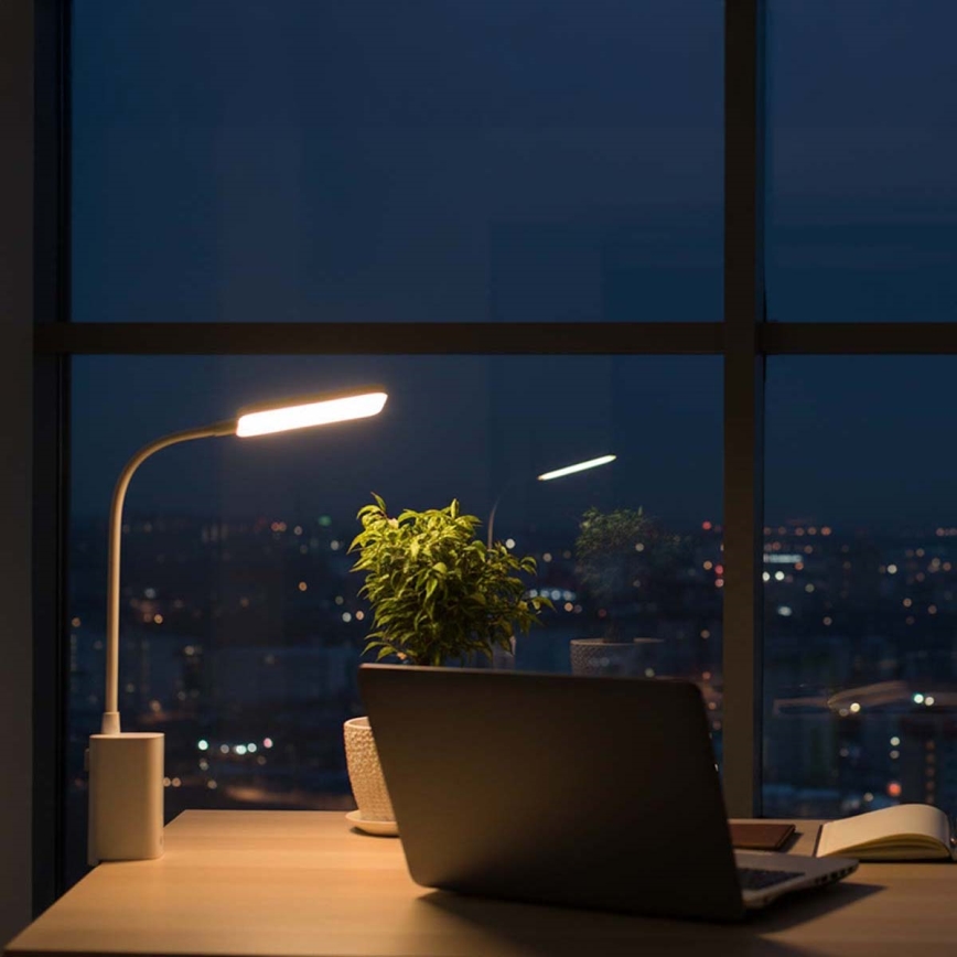 Lampe de bureau LED dimmable rechargeable à commande tactile, flexible, avec pince — LED/5W/1200 mAh, blanche