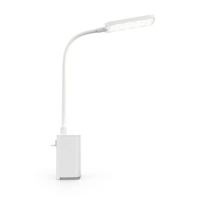 Lampe de bureau LED dimmable rechargeable à commande tactile, flexible, avec pince — LED/5W/1200 mAh, blanche